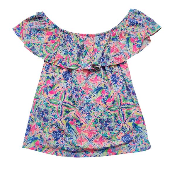 Lilly Pulitzer La Fortuna Dancing On Deck Off The Shoulder Top Size Medium - Picture 1 of 4